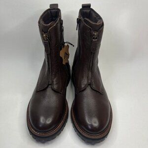 NWT ALBERTO TORRESI GENUINE LEATHER MidCalf Front Side Zip Brown Boots US 6.9, 9